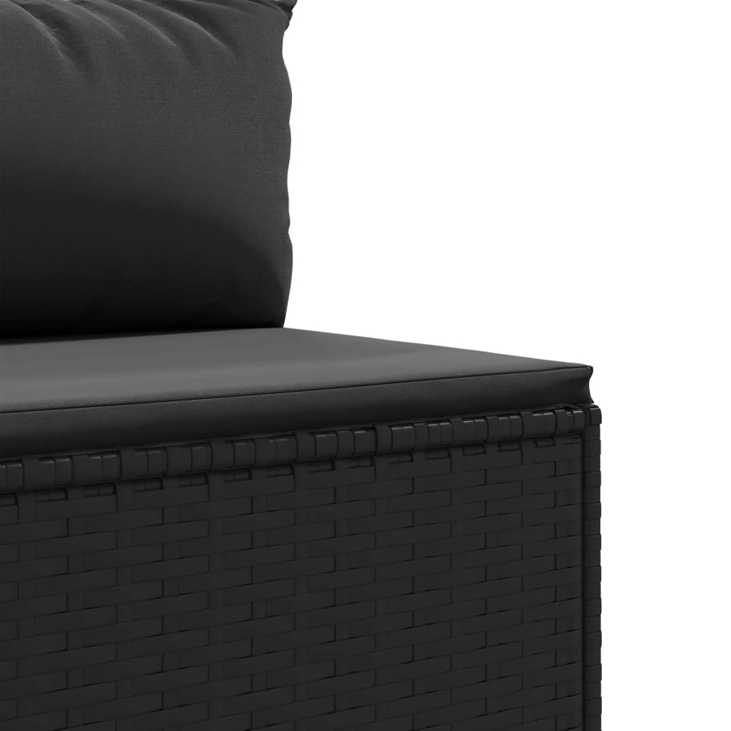 vidaXL 10-tlg. Garten-Sofagarnitur mit Kissen Schwarz Poly Rattan