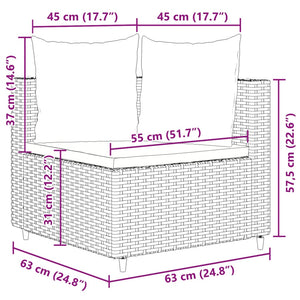 vidaXL 10-tlg. Garten-Sofagarnitur mit Kissen Schwarz Poly Rattan