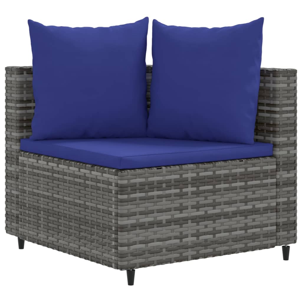 vidaXL 10-tlg. Garten-Sofagarnitur mit Kissen Grau Poly Rattan