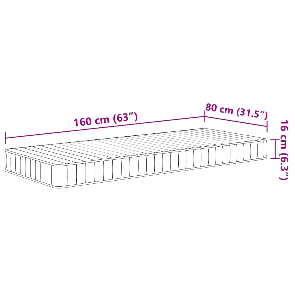 vidaXL Kindermatratze Schaumstoff Mittelweich 80x160 cm