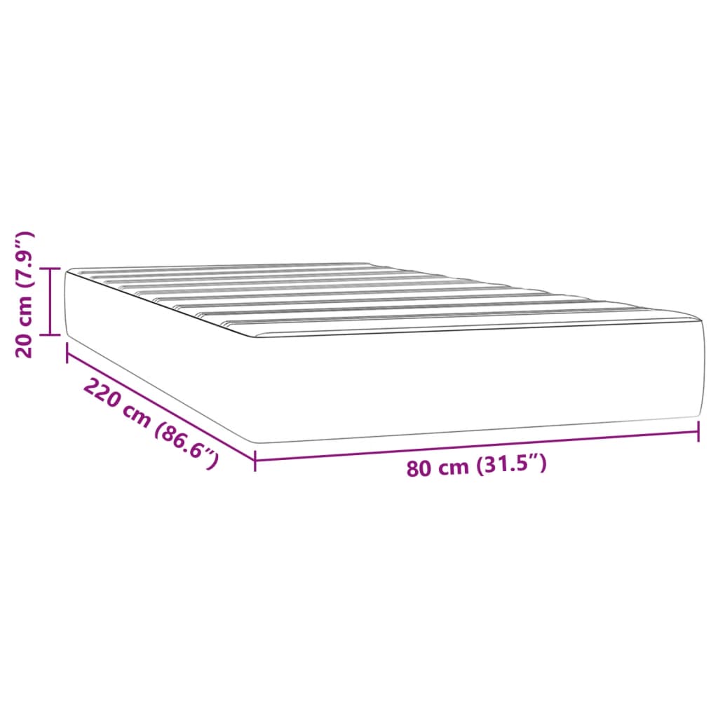 vidaXL Taschenfederkernmatratze Dunkelgrau 80x220x20 cm Samt