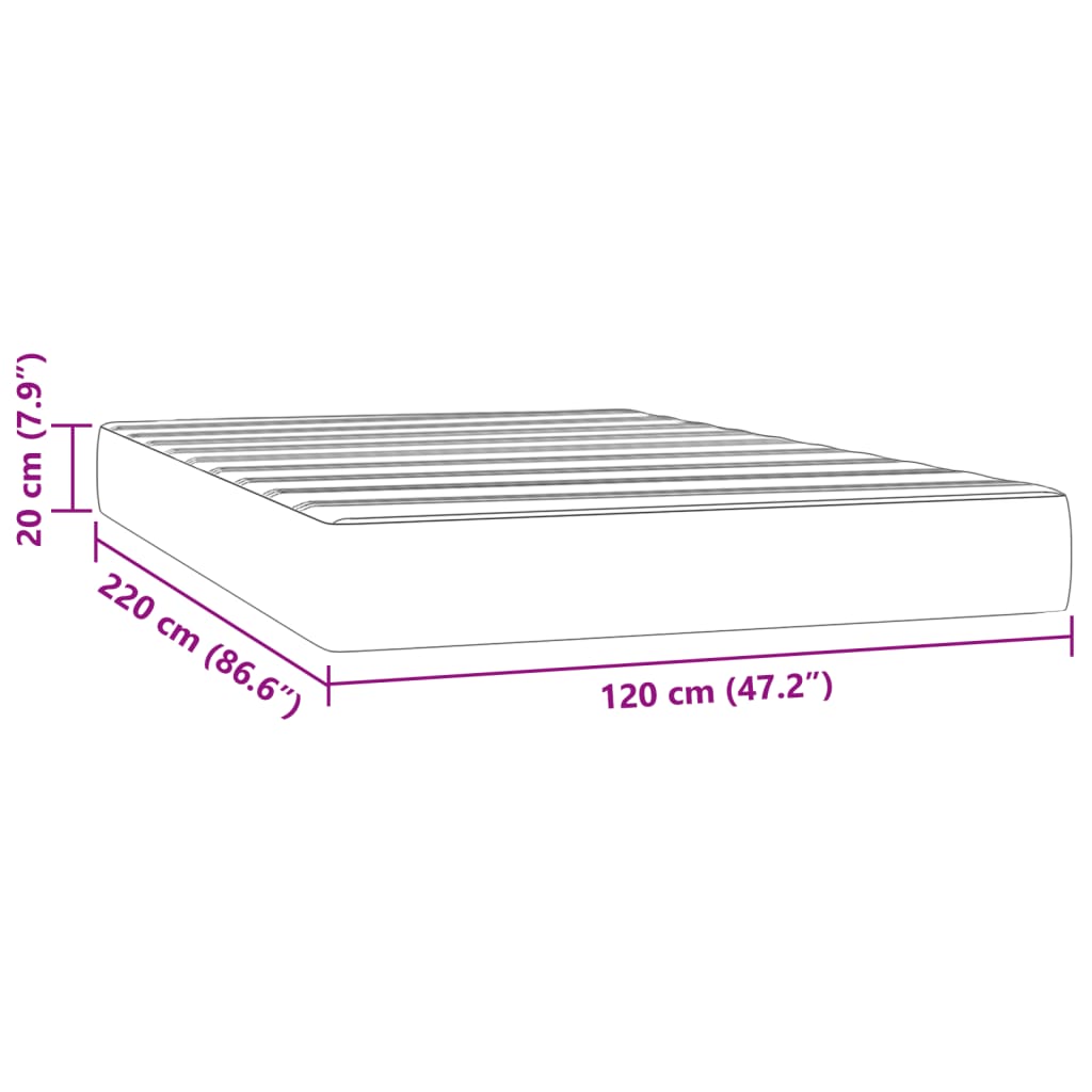 vidaXL Taschenfederkernmatratze Hellgrau 120x220x20 cm Samt