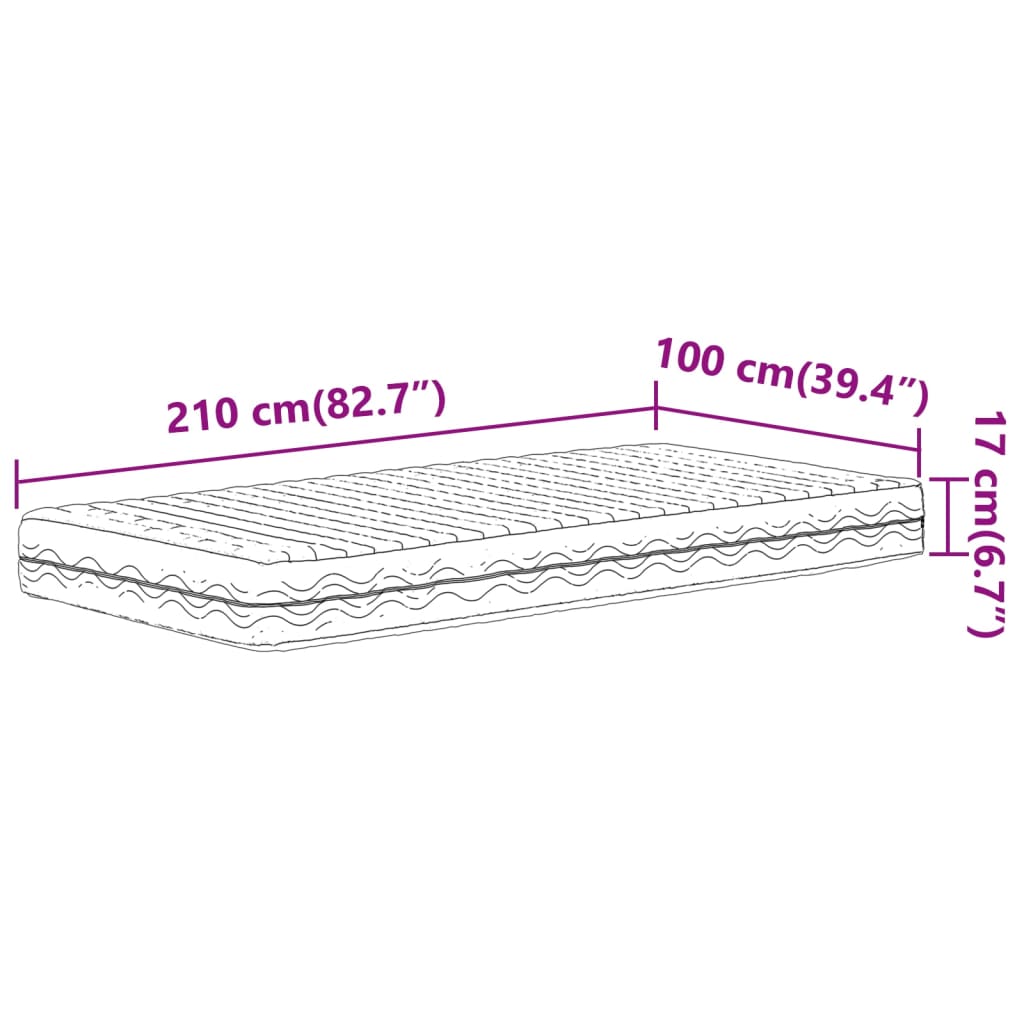 vidaXL Schaumstoffmatratze Weiß 100x210 cm Härtegrad H2 H3