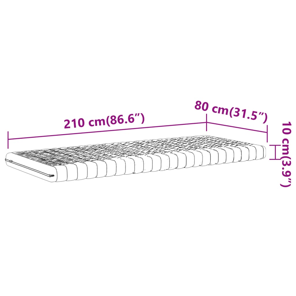 vidaXL Schaumstoffmatratze Weiß 80x210 cm 7-Zonen Härtegrad 20 ILD