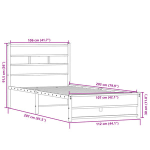 vidaXL Metallbett ohne Matratze Sonoma-Eiche 107x203 cm