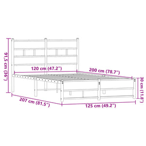 vidaXL Metallbett ohne Matratze Eichen-Optik 120x200 cm