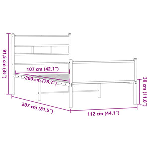 vidaXL Bettgestell ohne Matratze Braun Eiche 107x200 cm Holzwerkstoff