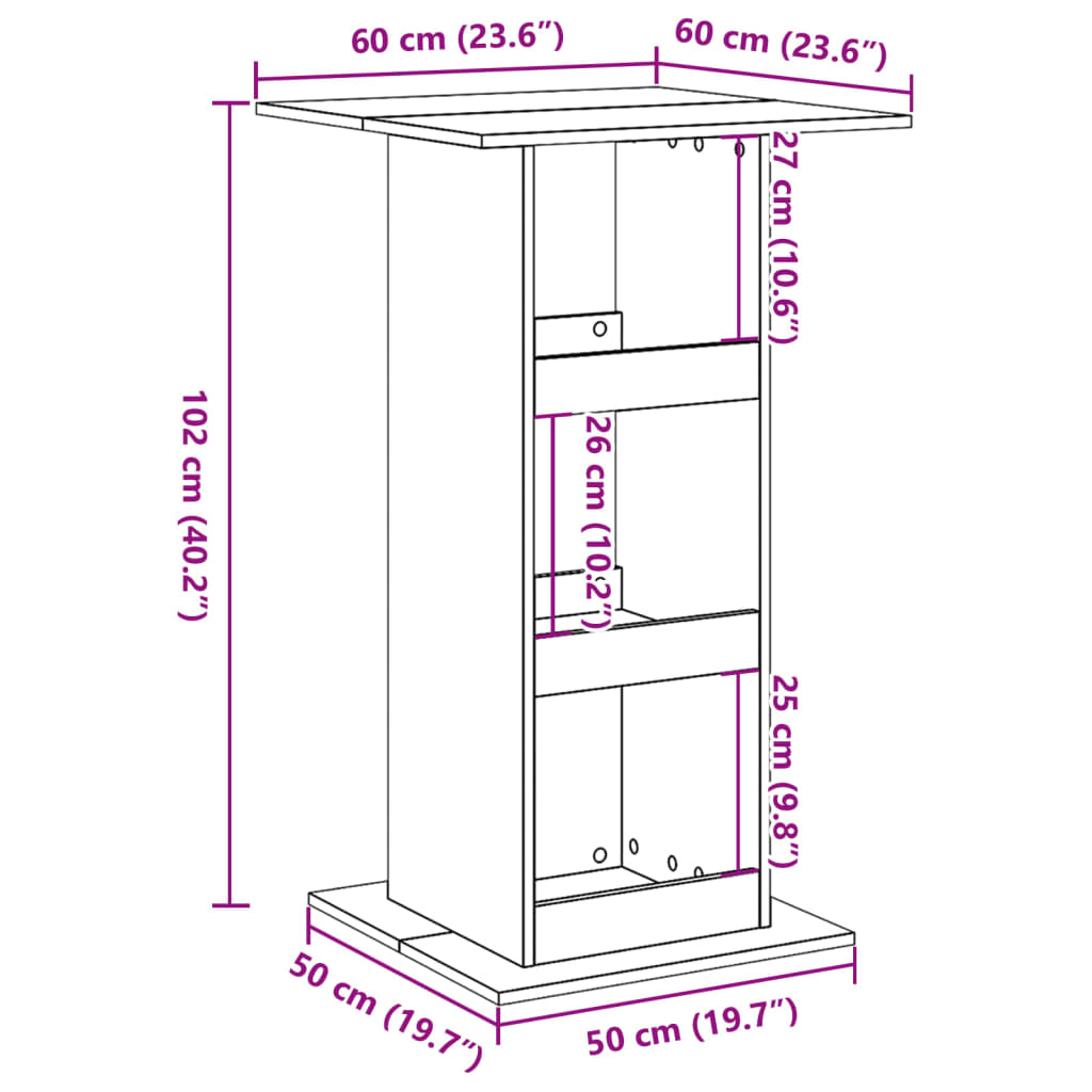 Bartisch mit Ablagen Sonoma-Eiche 60x60x102 cm Holzwerkstoff