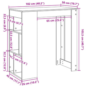 Bartisch mit Regal Artisan-Eiche 102x50x103,5 cm Holzwerkstoff