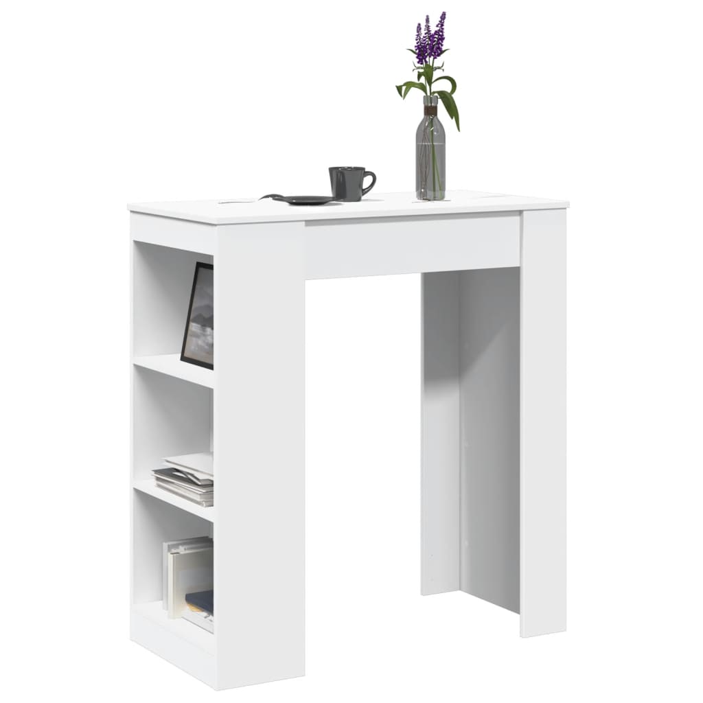 vidaXL Bartisch mit Regal Weiß 95x47x103,5 cm Holzwerkstoff