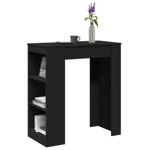 vidaXL Bartisch mit Regal Schwarz 95x47x103,5 cm Holzwerkstoff