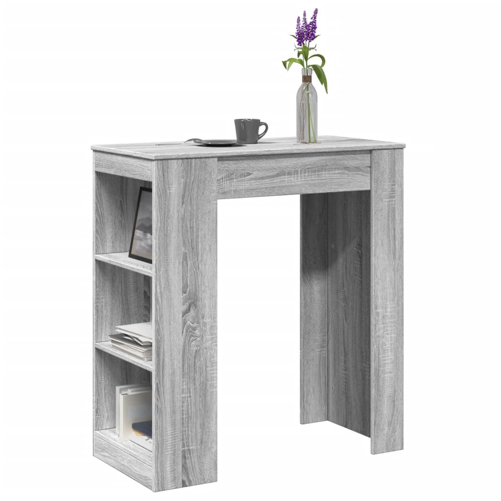 vidaXL Bartisch mit Regal Grau Sonoma 95x47x103,5 cm Holzwerkstoff