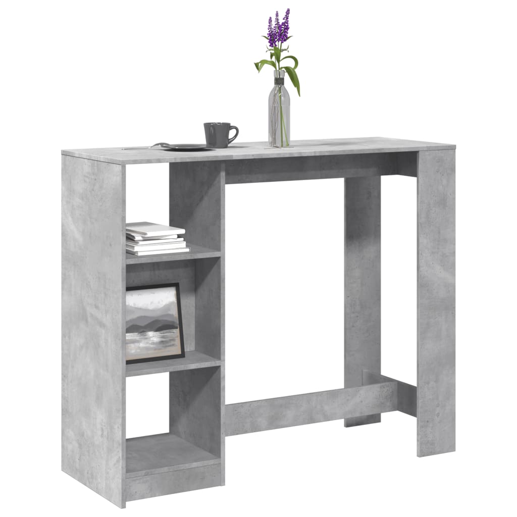 vidaXL Bartisch mit Regal Betongrau 124x46x103,5 cm Holzwerkstoff