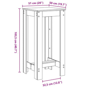 vidaXL Bartisch Weiß 51x50x103,5 cm Holzwerkstoff