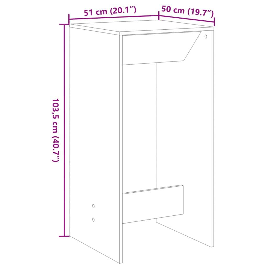 Bartisch Weiß 51x50x103,5 cm Holzwerkstoff