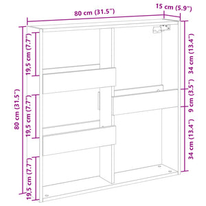 vidaXL Wandschrank Betongrau 80x15x80 cm Holzwerkstoff