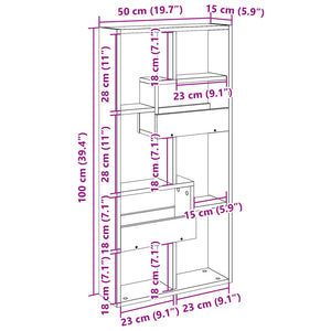 vidaXL Wandschrank Sonoma-Eiche 50x15x100 cm Holzwerkstoff