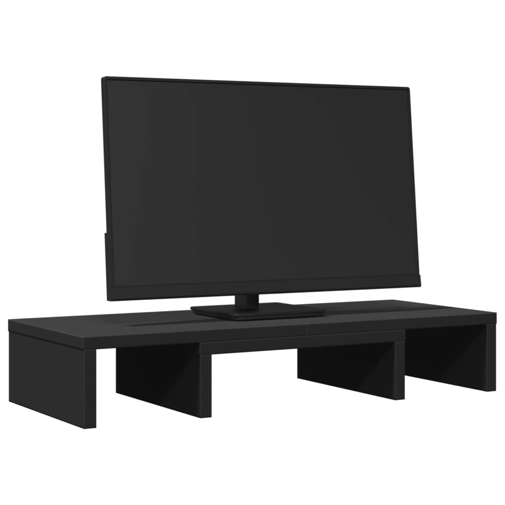 vidaXL Monitorständer Verstellbar Schwarz 60x24x10,5 cm Holzwerkstoff