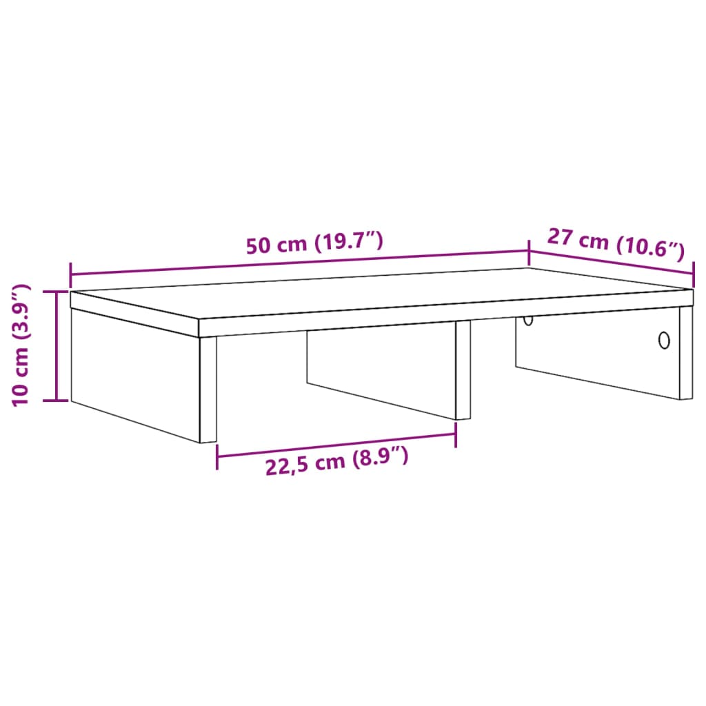 vidaXL Monitorständer Weiß 50x27x10 cm Holzwerkstoff