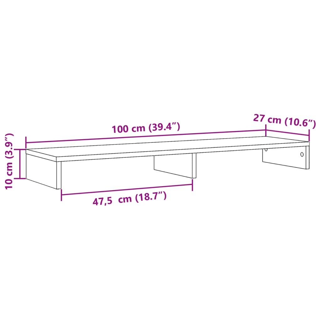 vidaXL Monitorständer Weiß 100x27x10 cm Holzwerkstoff