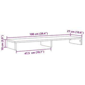 vidaXL Monitorständer Schwarz 100x27x10 cm Holzwerkstoff