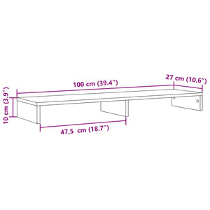 vidaXL Monitorständer Braun Eichen-Optik 100x27x10 cm Holzwerkstoff