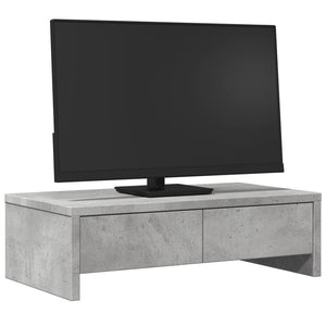 vidaXL Monitorständer mit Schubladen Betongrau 50x27x15 cm