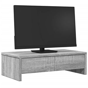 vidaXL Monitorständer mit Schubladen Grau Sonoma 50x27x15 cm