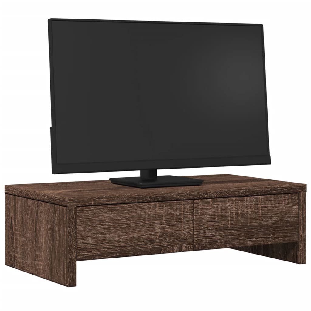 vidaXL Monitorständer mit Schubladen Braun Eichen-Optik 50x27x15 cm