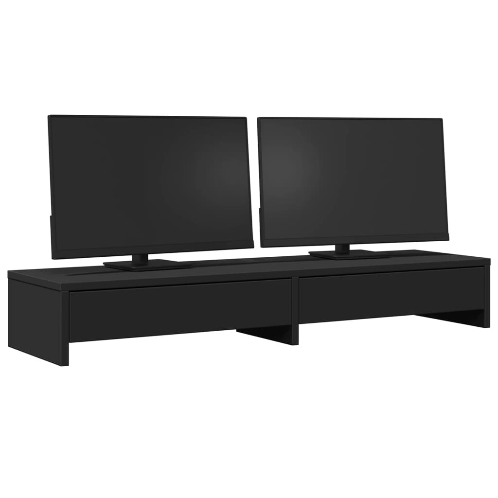 vidaXL Monitorständer mit Schubladen Schwarz 100x27x15 Holzwerkstoff