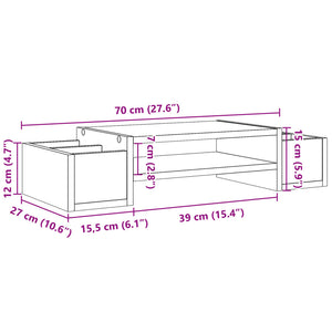 vidaXL Monitorständer mit Stauraum Weiß 70x27x15 cm Holzwerkstoff