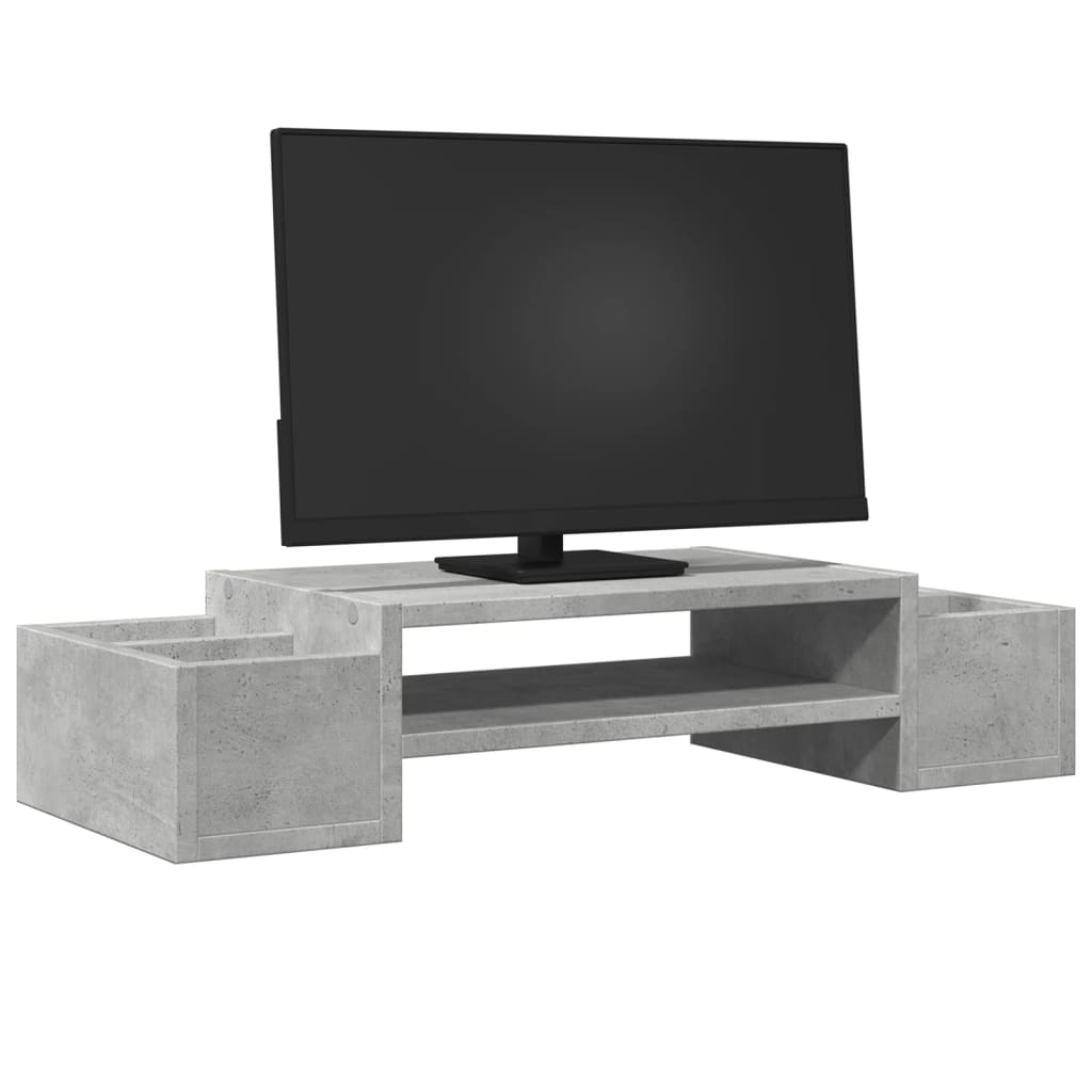 vidaXL Monitorständer mit Stauraum Betongrau 70x27x15 Holzwerkstoff