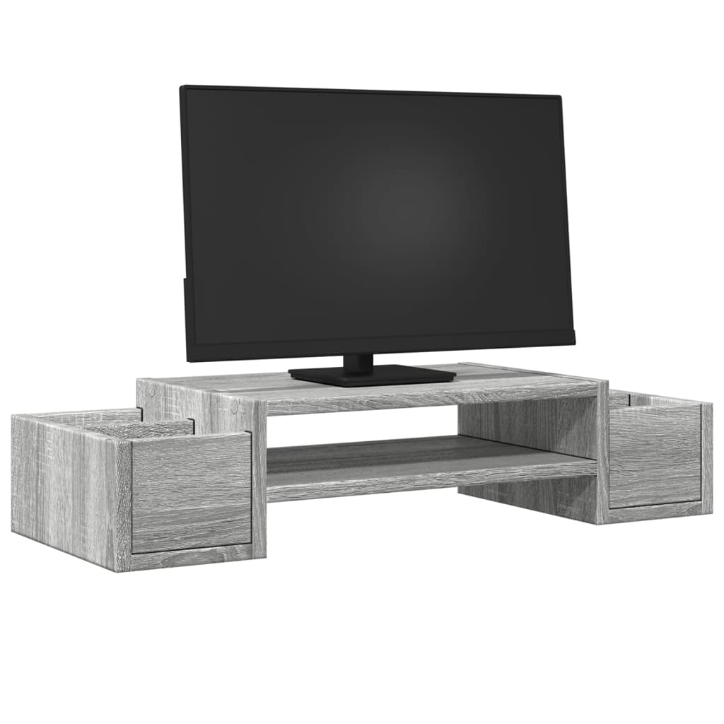 vidaXL Monitorständer mit Stauraum Grau Sonoma 70x27x15 Holzwerkstoff