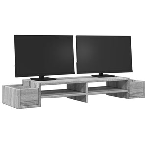 vidaXL Monitorständer mit Stauraum Grau Sonoma 100x27x15 cm