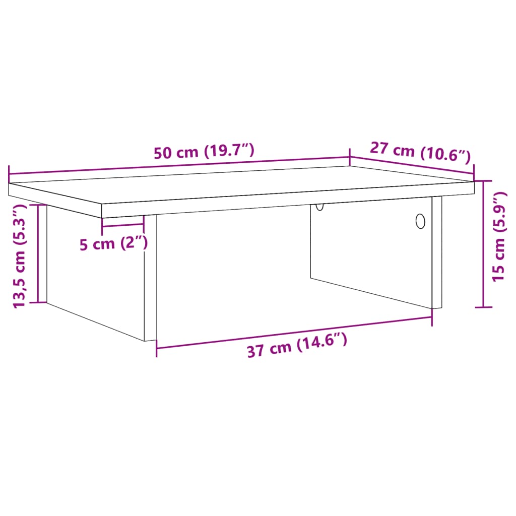 vidaXL Monitorständer Weiß 50x27x15 cm Holzwerkstoff