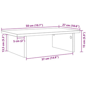 vidaXL Monitorständer Betongrau 50x27x15 cm Holzwerkstoff