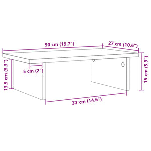 vidaXL Monitorständer Grau Sonoma 50x27x15 cm Holzwerkstoff