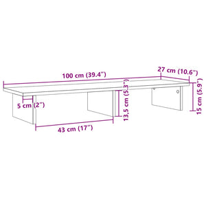 vidaXL Monitorständer Betongrau 100x27x15 cm Holzwerkstoff