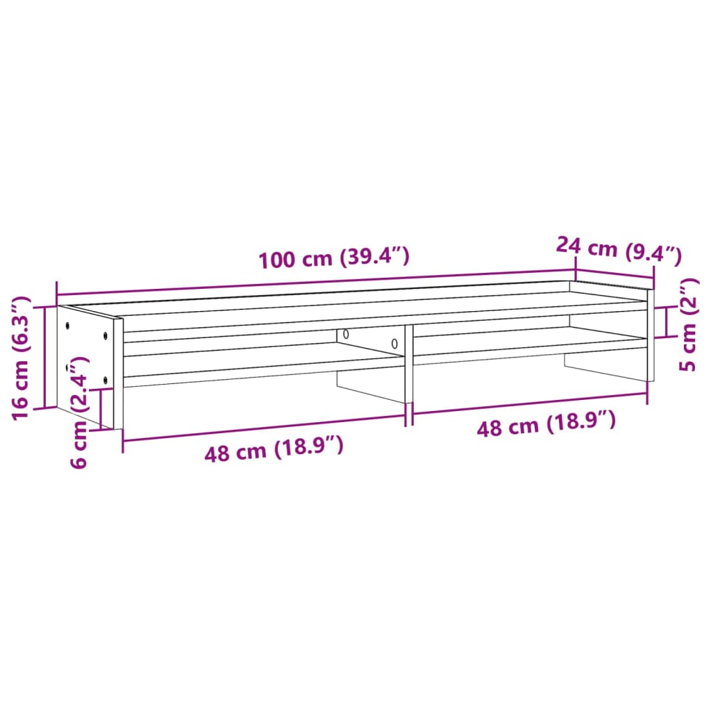 vidaXL Monitorständer Weiß 100x24x16 cm Holzwerkstoff