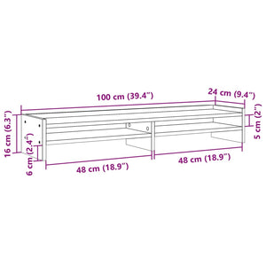 vidaXL Monitorständer Weiß 100x24x16 cm Holzwerkstoff