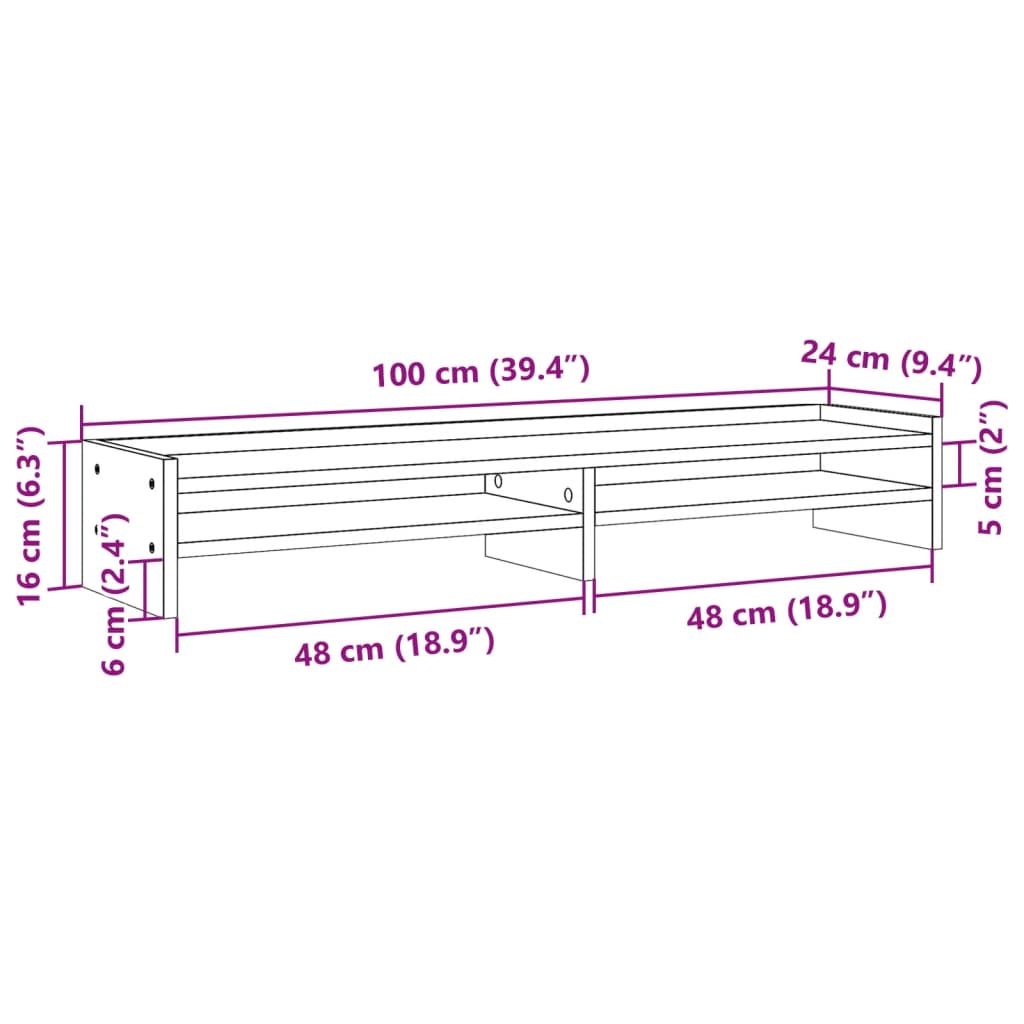 vidaXL Monitorständer Sonoma-Eiche 100x24x16 cm Holzwerkstoff