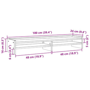 vidaXL Monitorständer Betongrau 100x24x16 cm Holzwerkstoff