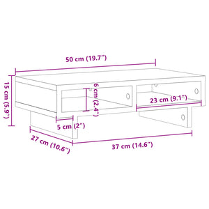 vidaXL Monitorständer Grau Sonoma 50x27x15 cm Holzwerkstoff