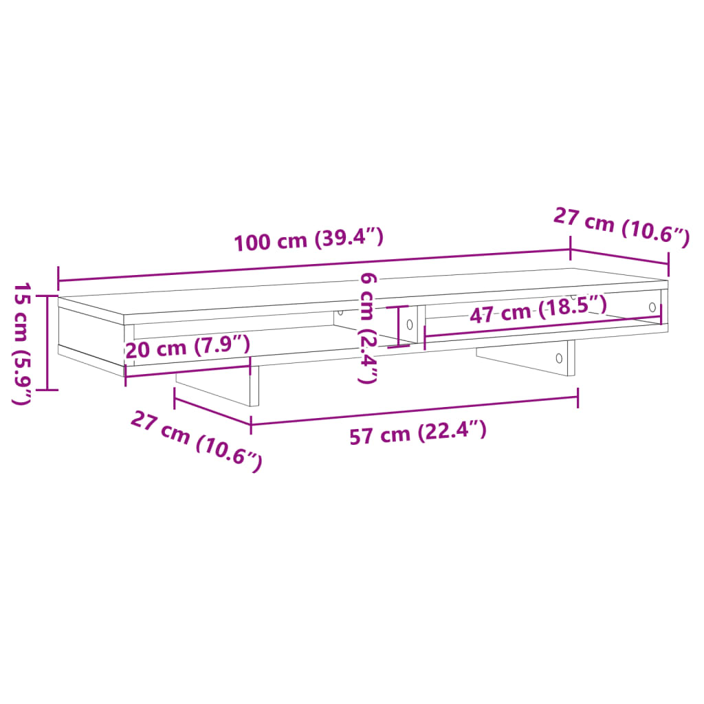 vidaXL Monitorständer Weiß 100x27x15 cm Holzwerkstoff