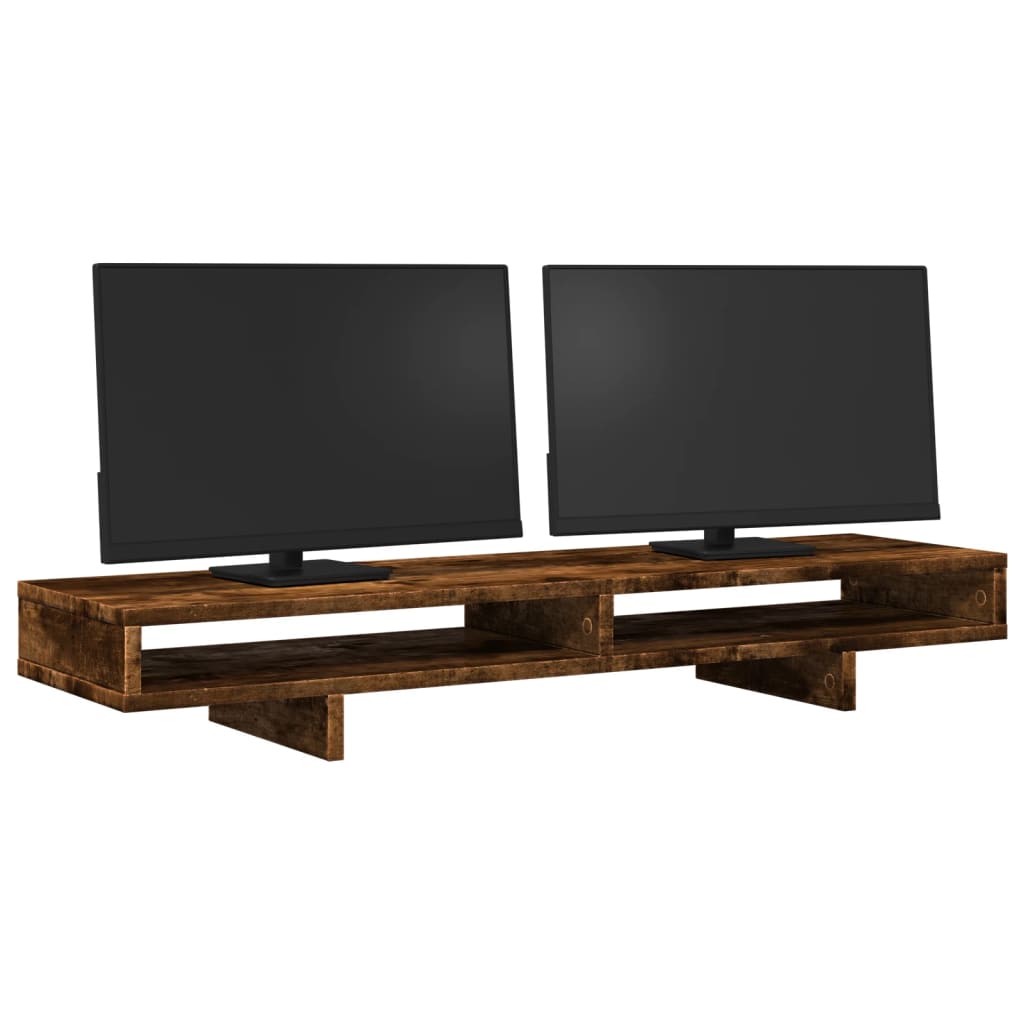 vidaXL Monitorständer Räuchereiche 100x27x15 cm Holzwerkstoff