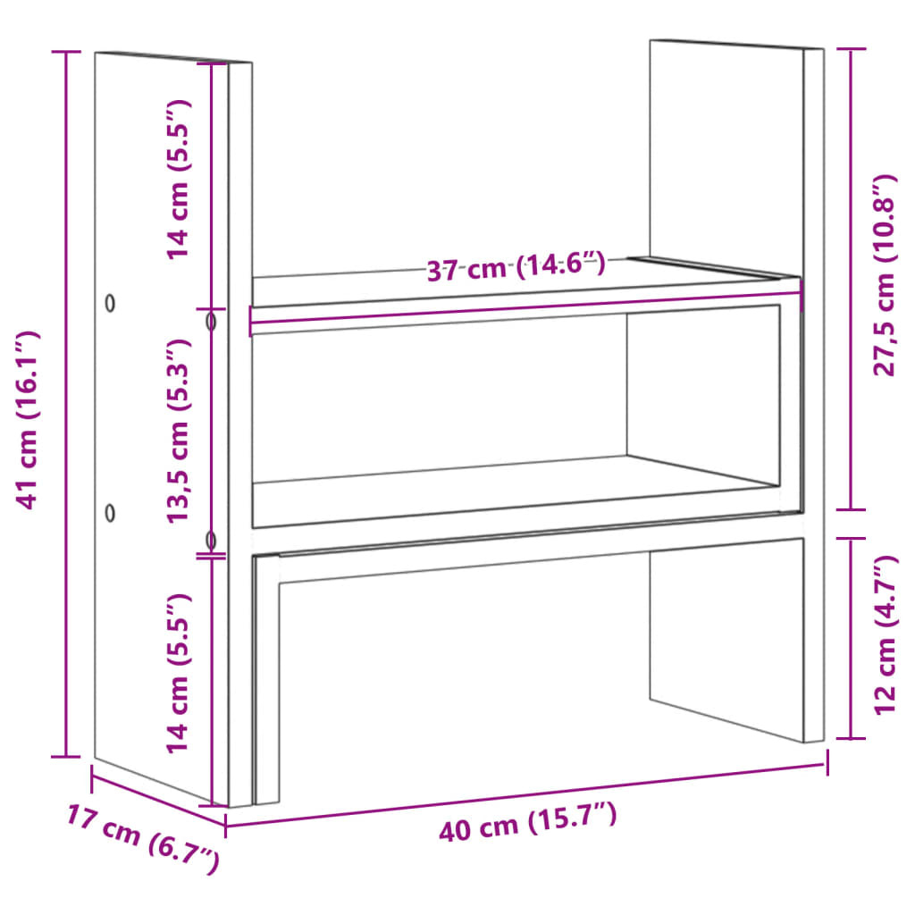 vidaXL Schreibtisch-Organizer Verstellbar Weiß 40x17x41 cm