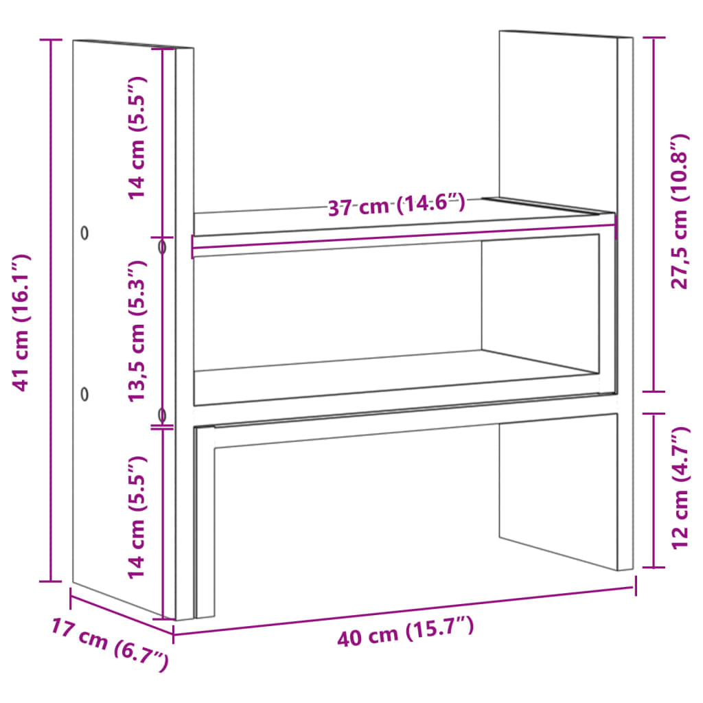 vidaXL Schreibtisch-Organizer Verstellbar Räuchereiche 40x17x41 cm