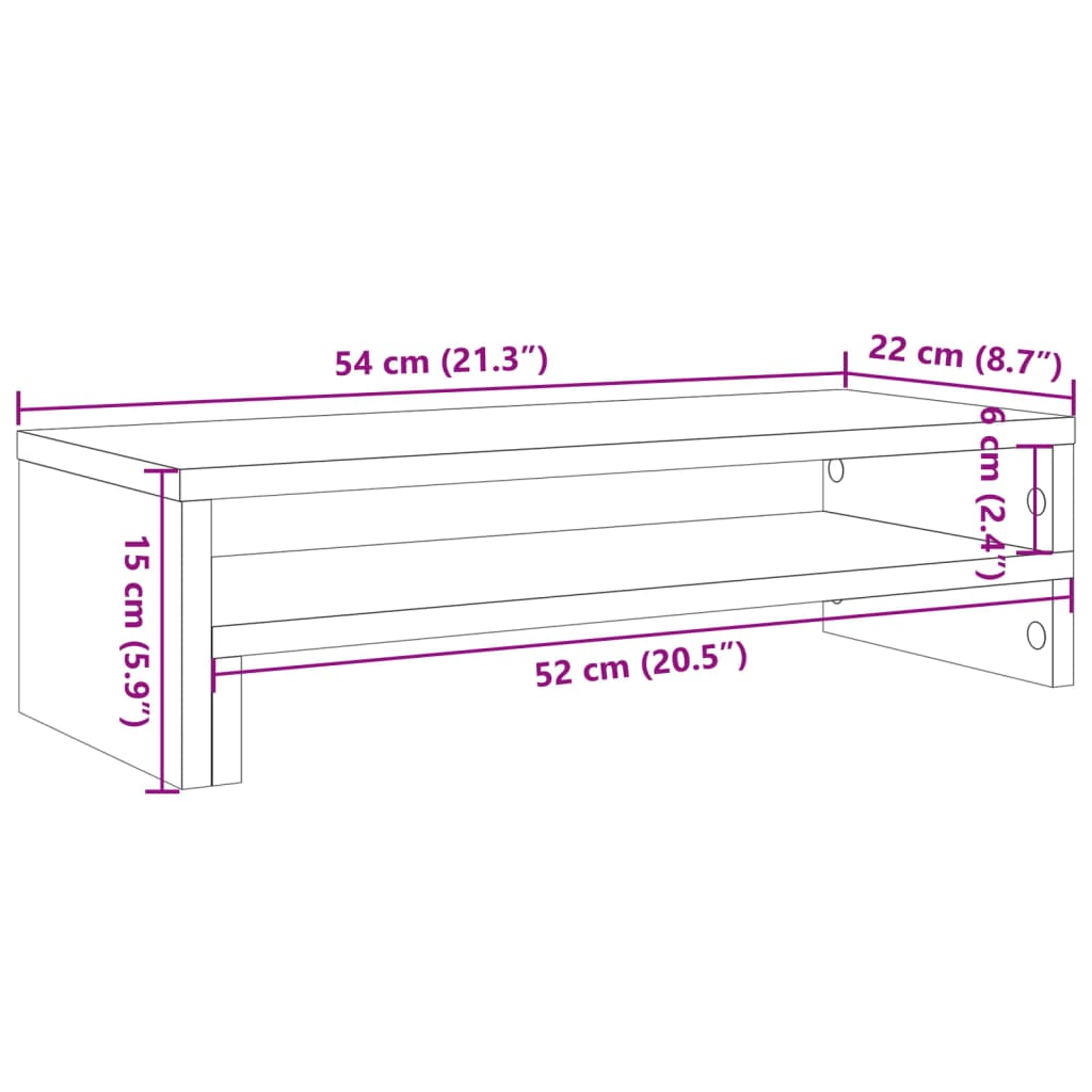 Monitorständer Braun Eichen-Optik 54x22x15 cm Holzwerkstoff VIDAXL