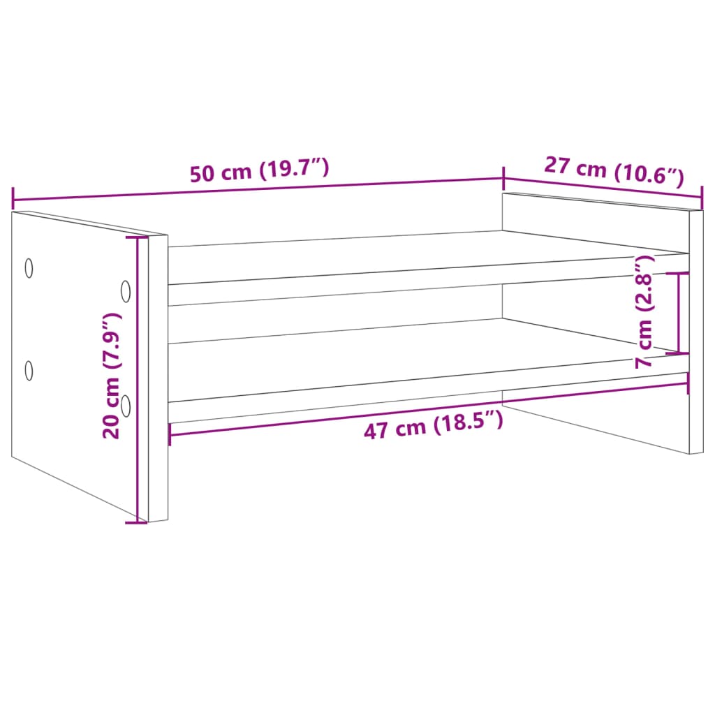 vidaXL Monitorständer Weiß 50x27x20 cm Holzwerkstoff