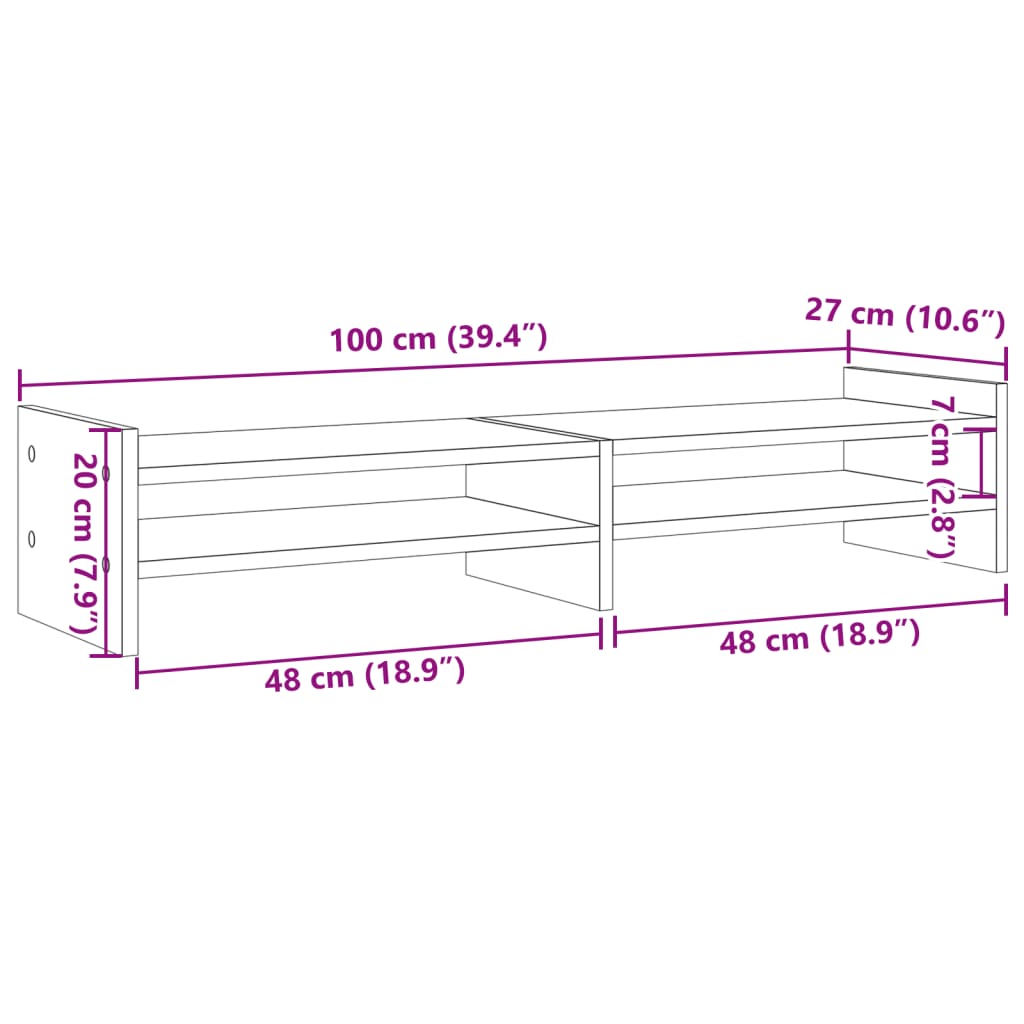 vidaXL Monitorständer Weiß 100x27x20 cm Holzwerkstoff